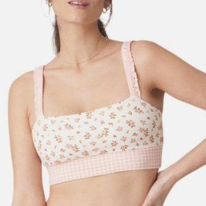 BANDIER RUE RUFFLE SPORTS BRA - Cream Floral Ditsy